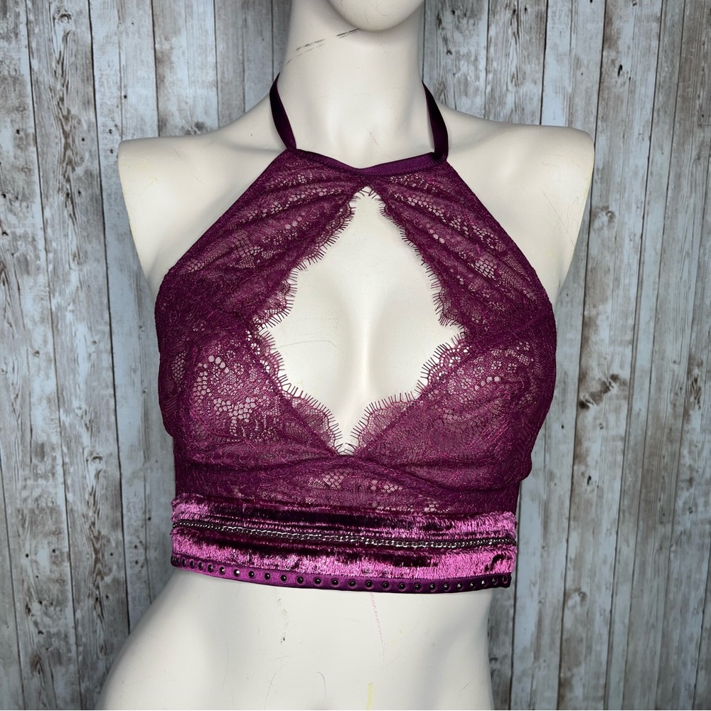 Victoria Secret Very Sexy Bralette High Neck Keyhole Halter Unpadded Size M